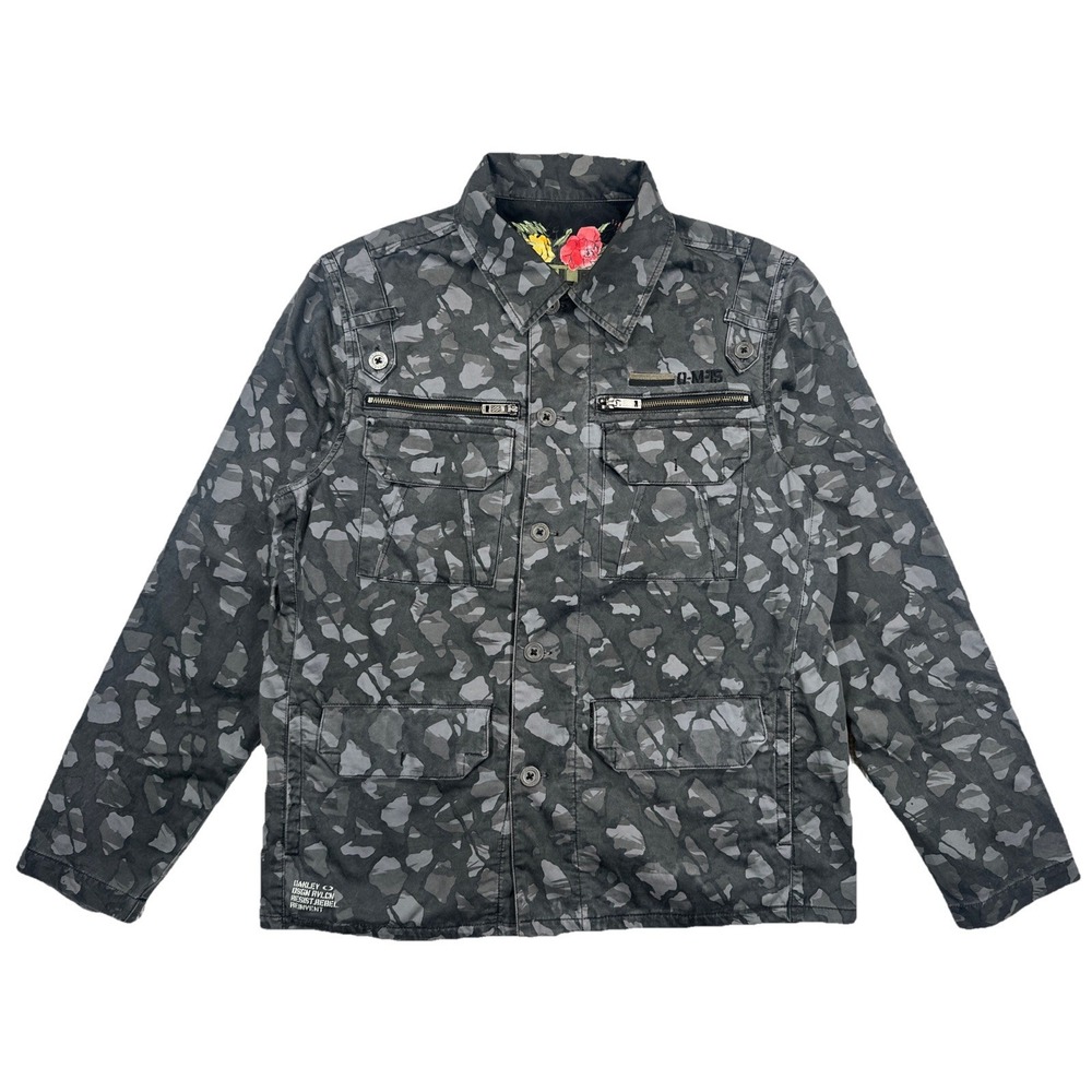 Oakley Men's Large Military Style Gray Camo Button Up Jacket